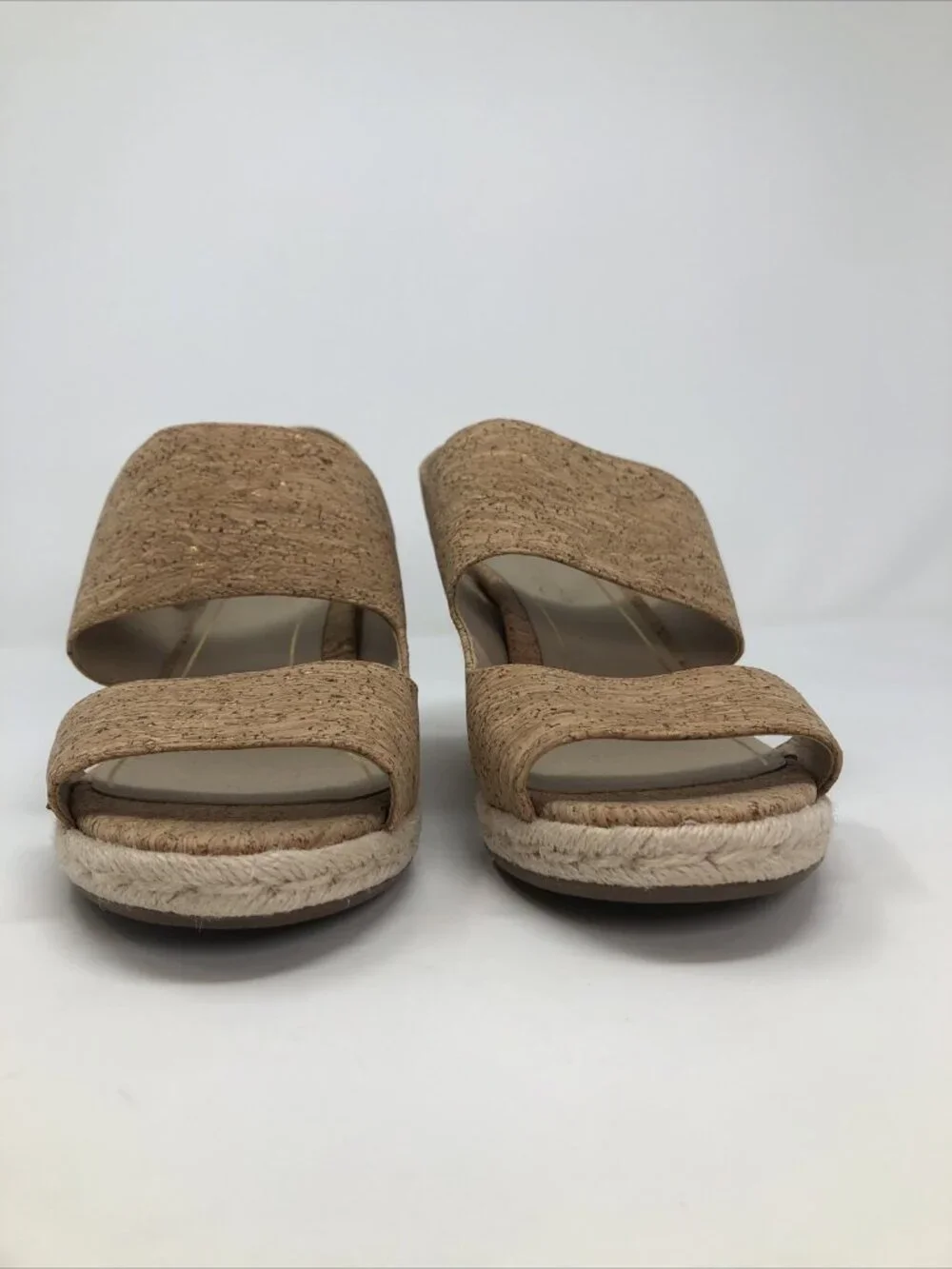 Vionic Shoes Womens 9 Brooke Cork Beige Espadrille Gold Fleck Wedge Heel Sandal